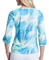 Jones New York Petite Printed 3/4-Sleeve Top