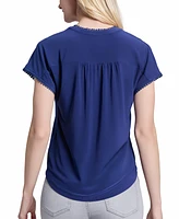 Jones New York Petite V-Neck Trimmed Top