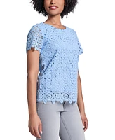 Jones New York Petite Short-Sleeve Lace Top