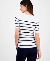 Tahari Asl Women's Striped Short-Sleeve Sweater