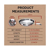 Alva Chef 9.5" Stainless Steel Frying Pan Skillet, Non-Toxic Pfas, Pfoa & Ptfe Free, Stay-Cool Handle Compatible with All Stove Tops & Induction Ready