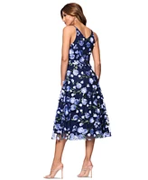 Xscape Women's Floral Embroidered Sleeveless Fit & Flare Dress