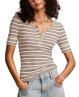 Lucky Brand Women's Ribbed Henley T-Shirt