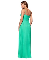 Xscape Women's V-Neck Pleated Sleeveless Gown