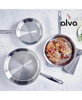 Alva Maestro 9.5" Stainless Steel Frying Pan, Non-Toxic Pfas Pfoa & Ptfe Free, Compatible with All Stove Tops & Induction Ready, Oven & Dishwasher Saf