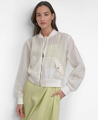 Dkny Women's Organza Eyelet Jacket