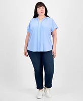 Jones New York Plus Split-Neck Henley Top
