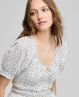 And Now This Women's Cotton Dot-Print Smocked-Waist Dress, Exclusively at Macy's