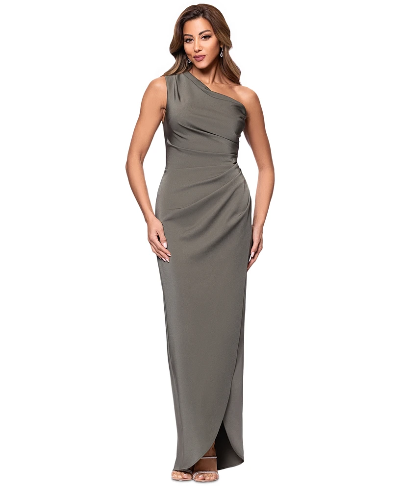 Xscape Women's Asymmetric One-Shoulder Satin Gown