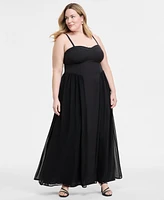 Seni & Cade Plus Sweetheart-Neck Sleeveless Gown