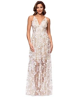 Xscape Women's Sequin Embellished V-Neck Sleeveless Gown