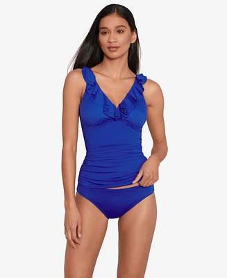 Lauren Ralph Beach Club Solid Ruffle Tankini Top