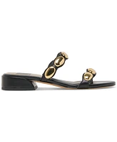 Dolce Vita Women's Fresco Embellished Double Band Slide Low Block Heel Dress Sandals