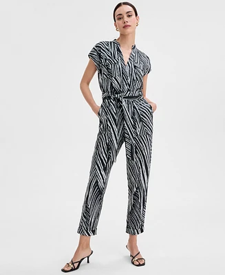 I.n.c. International Concepts Women's Printed Tie-Waist Jumpsuit, Exclusively at Macy's