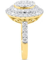 Forever Grown Diamonds Lab-Grown Diamond Halo Cluster Ring (2 ct. t.w.) Sterling Silver or 14K Gold-Plated
