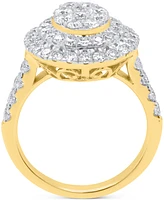 Forever Grown Diamonds Lab-Grown Diamond Halo Cluster Ring (2 ct. t.w.) Sterling Silver or 14K Gold-Plated