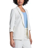 Jones New York Women's Linen-Blend Roll-Tab Blazer