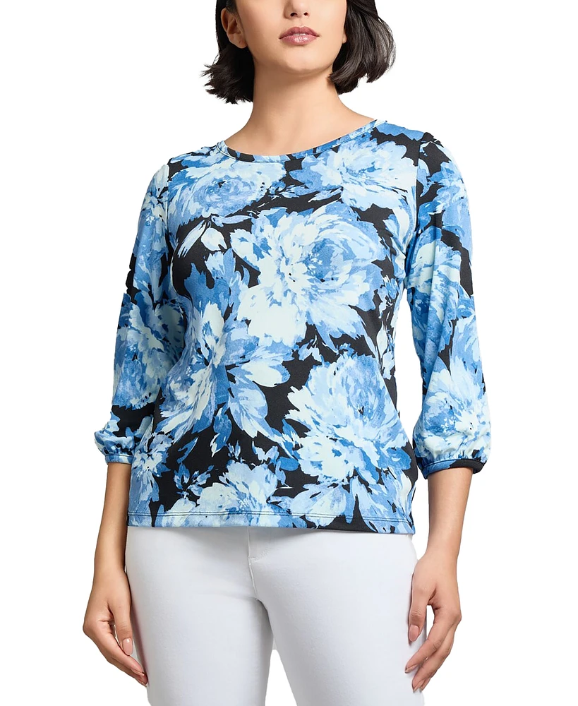 Jones New York Women's Printed Moss Crepe Blouse