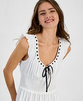 Kingston Grey Juniors' V-Neck Ribbon Midi Dress