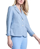 Jones New York Women's Notched-Collar Gingham Blazer Jacket