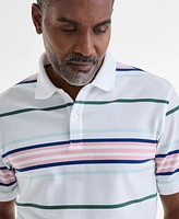 Club Room Men's Team Stripe Pique Polo Shirt, Exclusively at Macy's