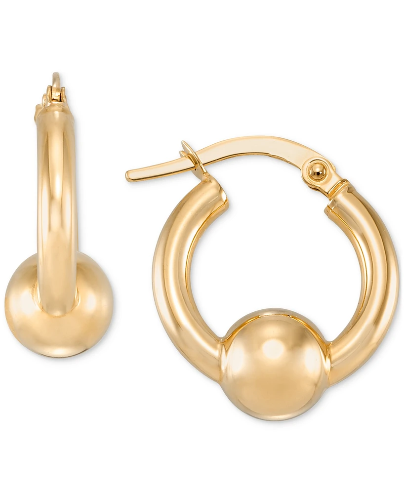Polished Bead Hoop Earrings in 10k Yellow Gold
