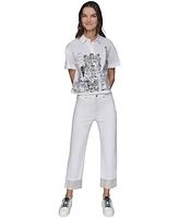 Karl Lagerfeld Paris Women's Crystal-Cuff Jeans