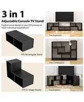 3-Piece Adjustable Tv Stand for TVs with Shelves Modern Entertainment Center for Living Room