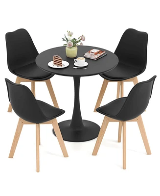 5 Pcs Dining Set Modern Round Dining Table 4 Chairs for Small Space Kitchen