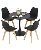 5 Pcs Dining Set Modern Round Dining Table 4 Chairs for Small Space Kitchen
