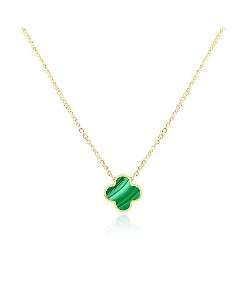 The Lovery Small Malachite Single Clover Necklace 14K Gold