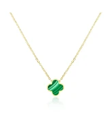 The Lovery Small Malachite Single Clover Necklace 14K Gold