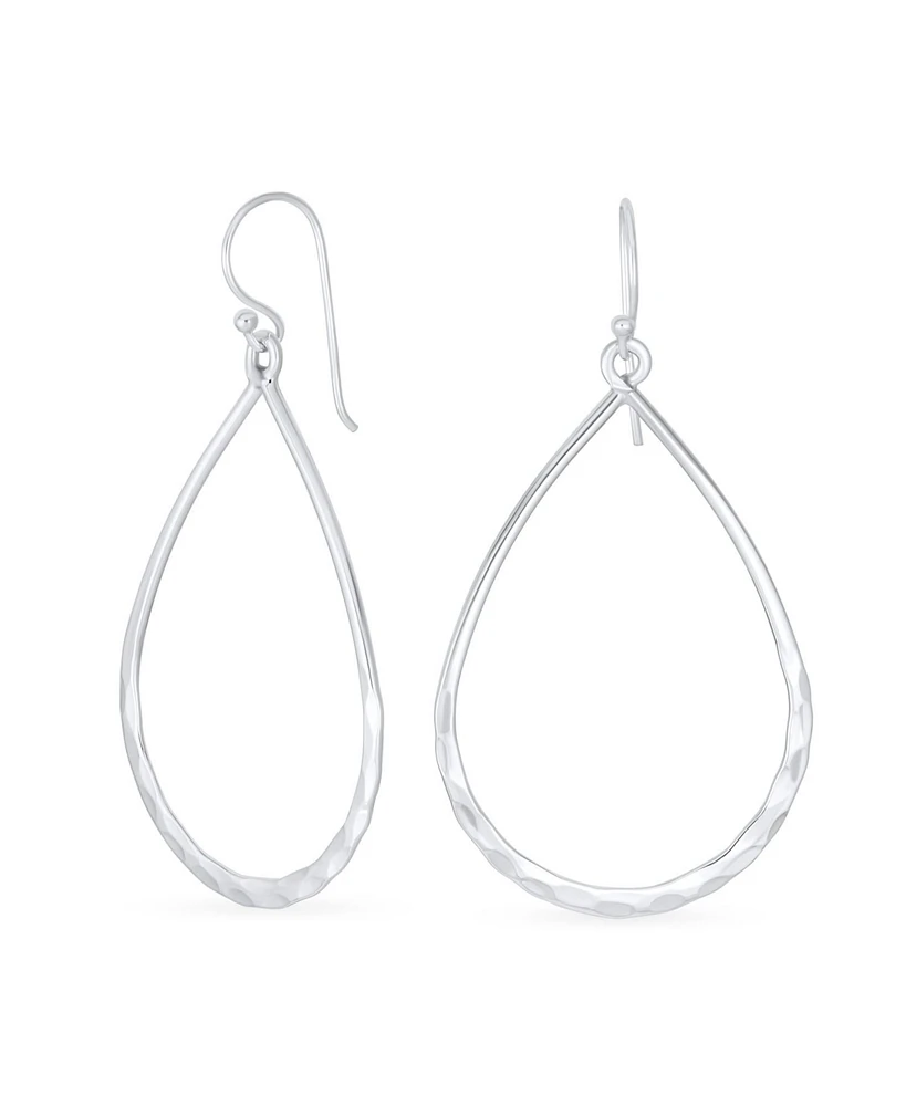 Bling Jewelry Pear Shaped Lightweight Hoop Huggie Earrings Sterling Silver 2 Inch