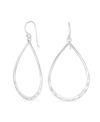 Bling Jewelry Pear Shaped Lightweight Hoop Huggie Earrings Sterling Silver 2 Inch