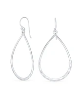 Bling Jewelry Pear Shaped Lightweight Hoop Huggie Earrings Sterling Silver 2 Inch