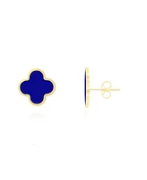 The Lovery Large Lapis Clover Stud Earrings 14K Gold