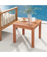 Square End Outdoor Adirondack Side Table with Slatted Tabletop