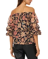 Vince Camuto Women's Floral Off-The-Shoulder Bubble-Sleeve Top