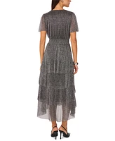 Vince Camuto Women's Shine Smocked Waist Tiered Midi Dress