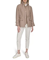 Cole Haan Signature Women's 29" Loose Fit Pinstripe Rain Jacket