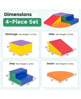 4-Piece Climb and Crawl Foam Block Play Set Safe and Soft Playground for Infants and Babies