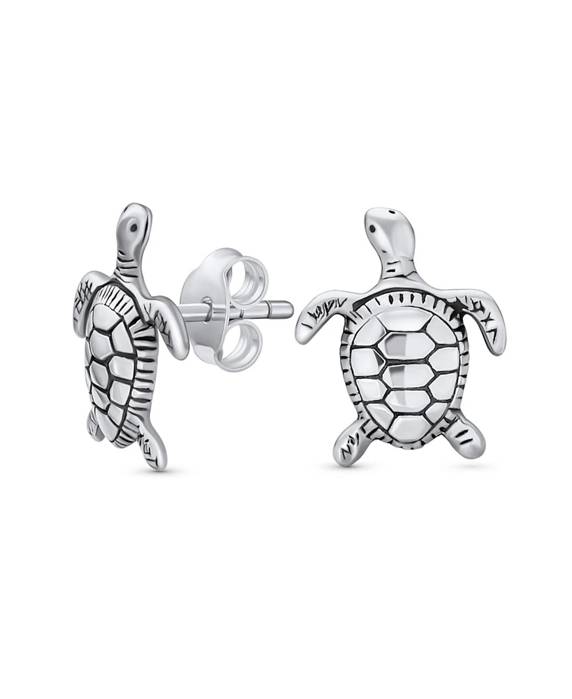 Bling Jewelry Hawaiian Sea Tortoise Beach Turtle Stud Earrings in Sterling Silver