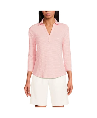 Lands' End Women's Slub Polo Top