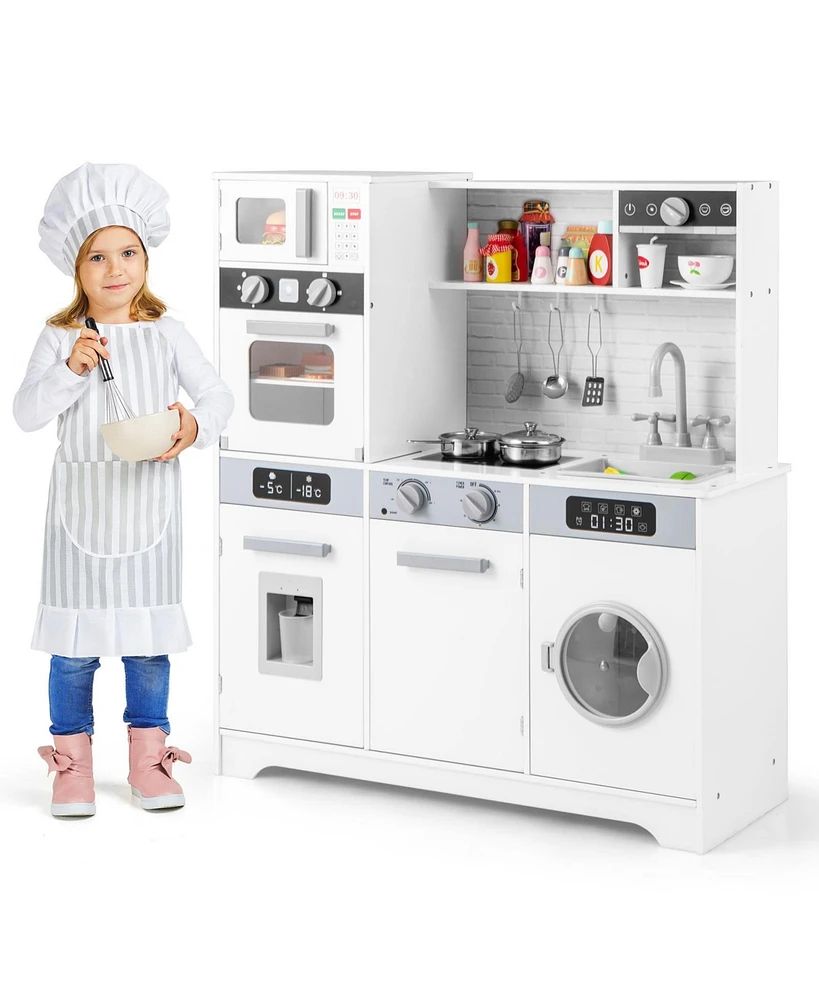 Pretend Play Kitchen Toy Set with Kitchen Accessories Real Lights and Sounds for Interactive Fun