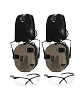 Walker's Razor Slim Electronic Shooting Earmuffs and Glasses (Us Flag, 2-Pack)