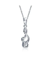 Bling Jewelry Music Teacher Student Treble Clef Pendant Necklace in Sterling Silver