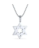 Bling Jewelry Unisex Men's Star of David Pendant Necklace for Bar Mitzvah Stainless Steel