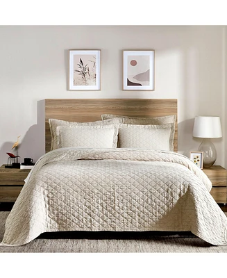 Ihi Home Colmar Queen Quilt, Set/3, Natural