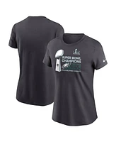 Nike Women's Anthracite Philadelphia Eagles Super Bowl Lix Champions Locker Room Trophy Collection T-Shirt