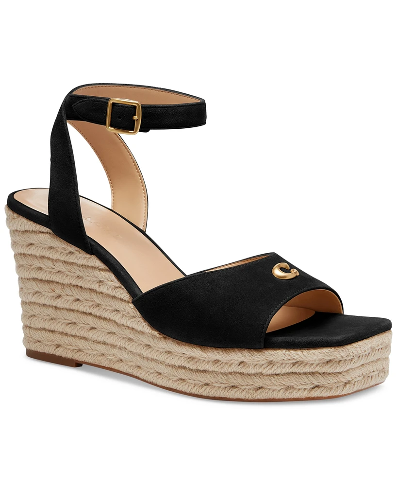 Coach Women's Suede Espadrille Wedge Sandals